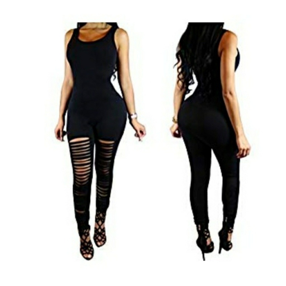 Slashed thighs Catsuit